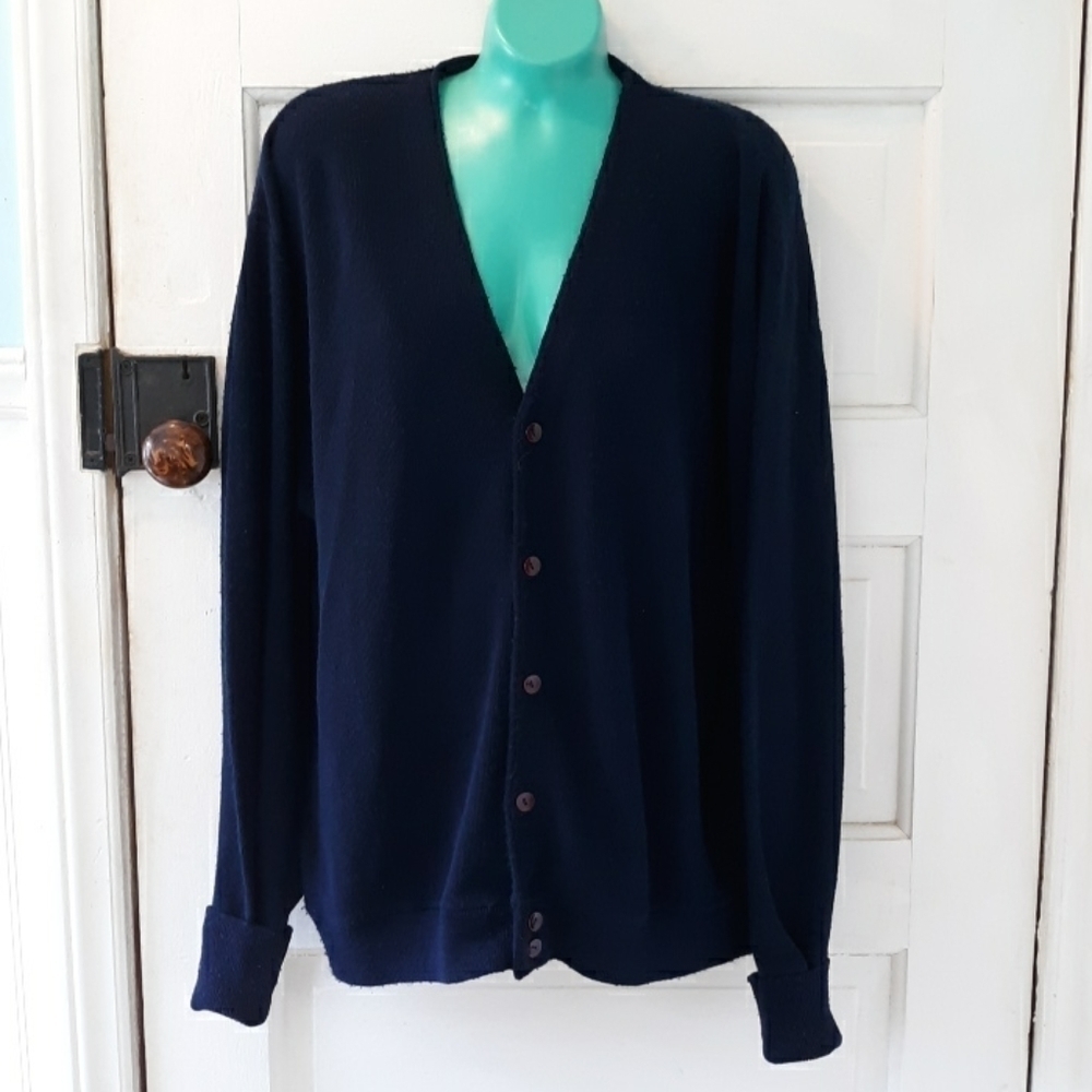 Vintage 1970s Electric Ave. Blue grandpa cardigan